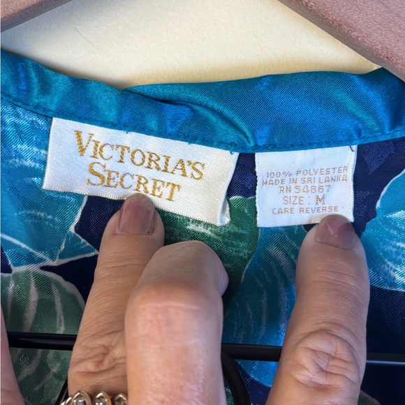 Vintage Victoria's Secret Gold LabelTeal Blue Satin Teddy Set Size Medium - Picture 7 of 7